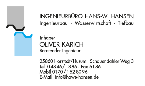 Visitenkarte Ingenieurbüro Hansen, Horstedt