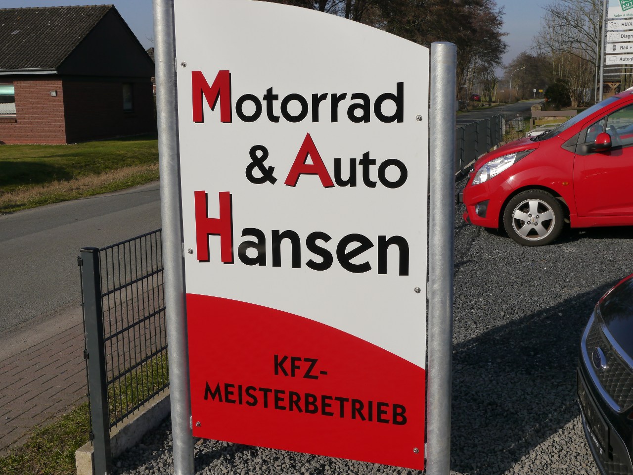 Straßenschild Motorrad Hansen KFZ Meisterbetrieb Horstedt